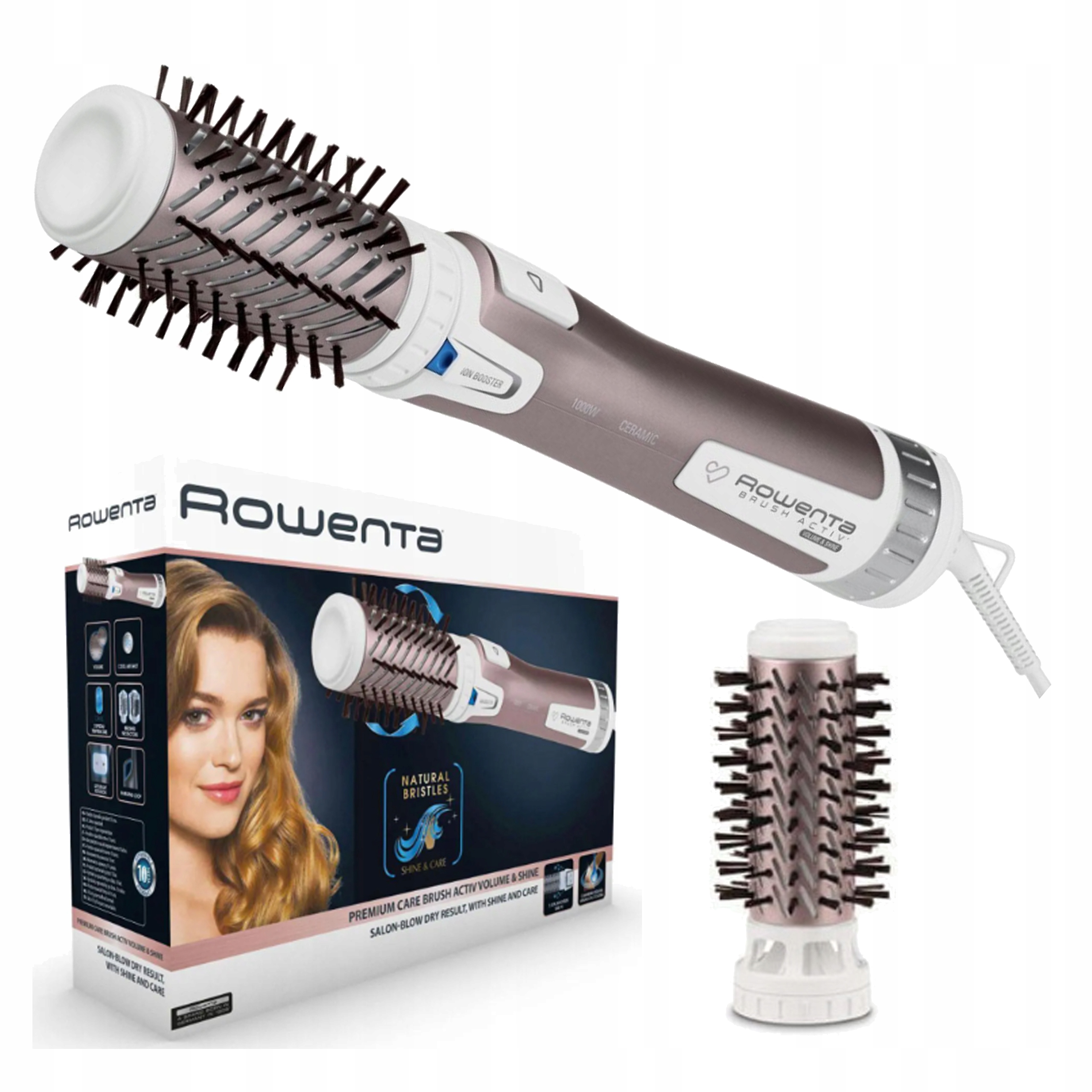 Suszarko Lokówka Obrotowa Do Włosów Jonizacja Zimny Nadmuch 2 Nasadki 1000W