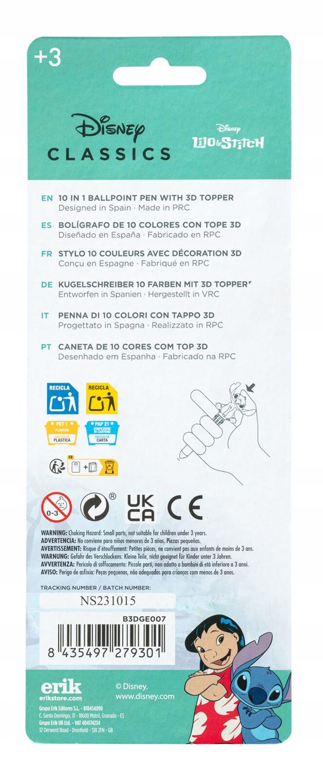 DŁUGOPIS WIELOKOLOROWY STITCH ORYGINALNY STICZ Rodzaj automatyczny