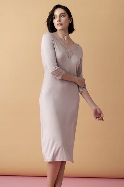 Poem košile noční midi s mandlovou krajkou M