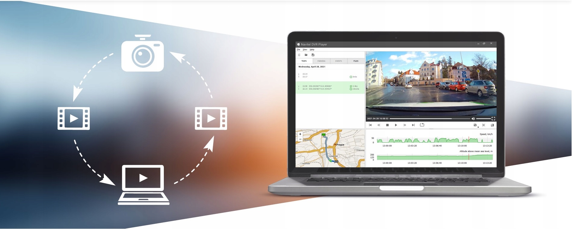 Navitel M800 Dual Rejestrator motocyklowy kamera jazdy IP66 UTV ATV ++ 64GB Cechy dodatkowe automatyczny start czujnik ruchu dwie kamery nagrywanie dźwięku