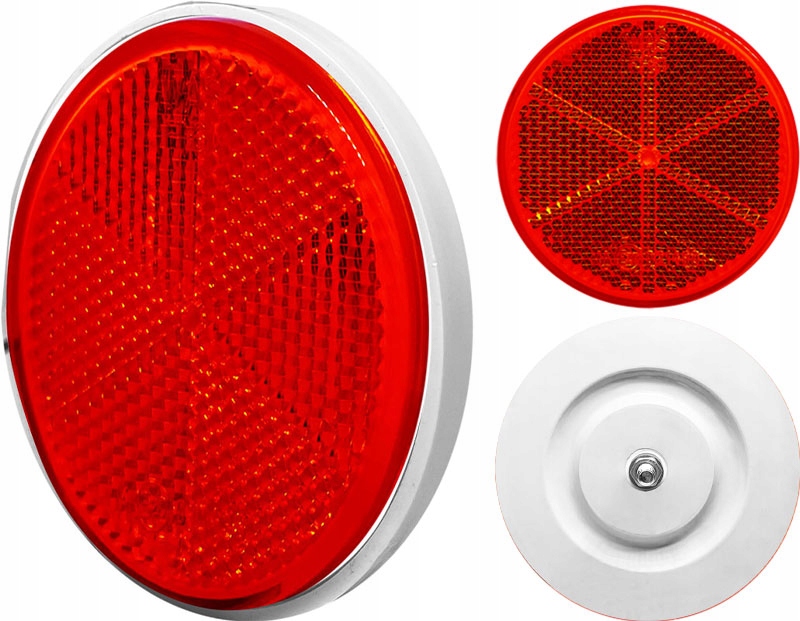 ODBLASK OKRĄGŁY NA ŚRUBĘ CZERWONY TYLNY NA TYŁ POJAZDU WAŚ