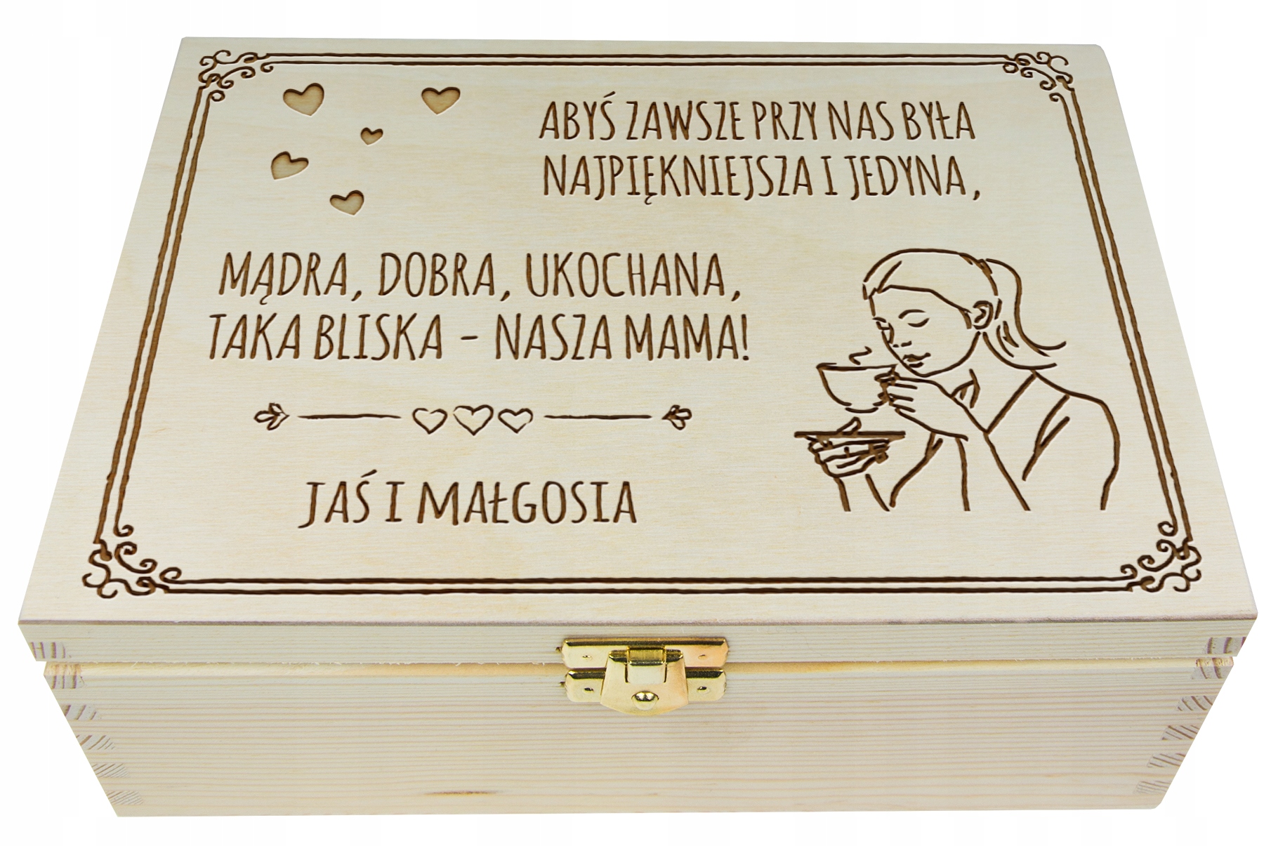 

Drewniane Pudełko Na Herbatę Z Grawerem Dla Mamy