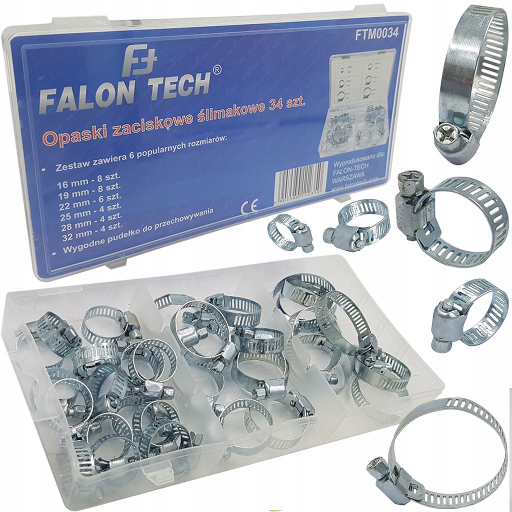 Opaski Zaciskowe Ślimakowe Zestaw 34 szt. 16 32 mm opaska obejma obejmy