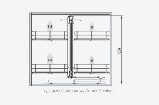 REJS Magic Corner Maxima Classic 800 prawy grafit Szerokość mebla 80 cm