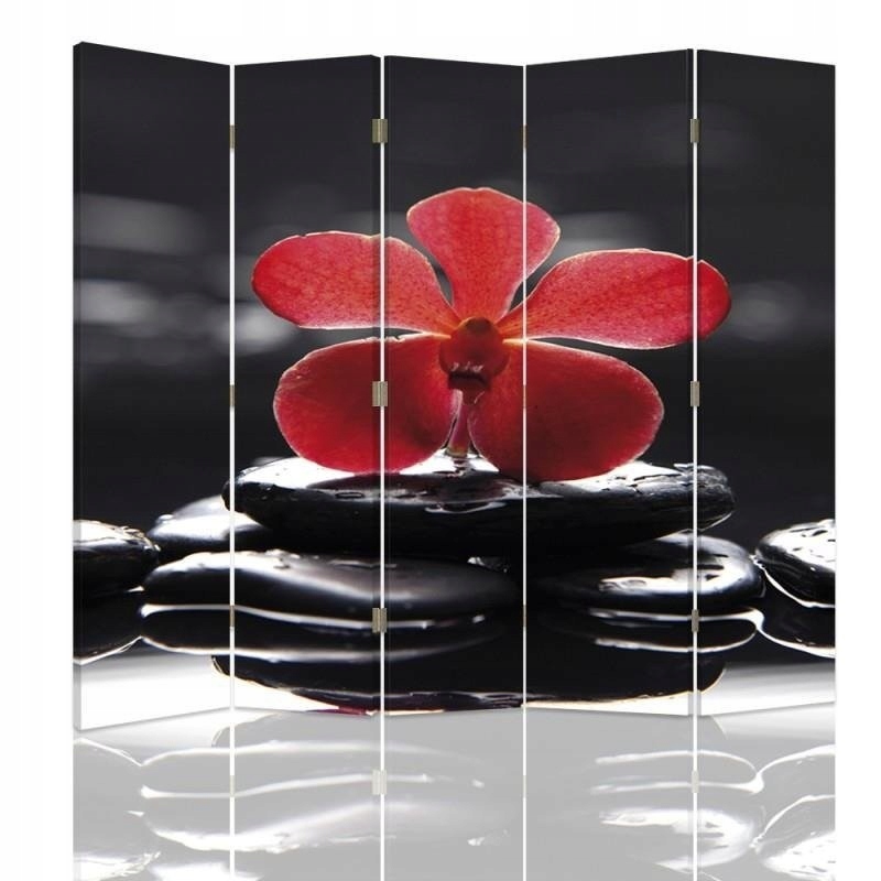 Dvojstranný paraván Zen s červenou orchideou 180x170