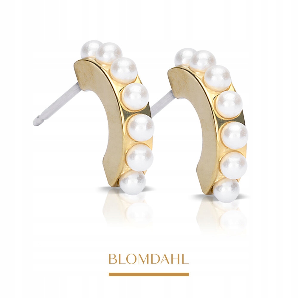 Blomdahl Náušnice Hypoalergenní Pendant Pearl Curved White 10 mm