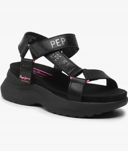 Pepe Jeans Venus Ace Sandály Na Platformě Černé Na Suchý Zip 39 Awf