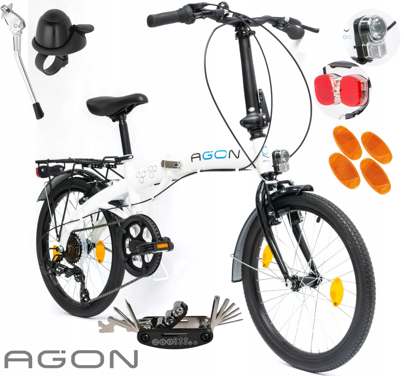 Dámské skládací pánské kolo 20" Shimano Skládací nosič zavazadel Osvětlení Dynamo