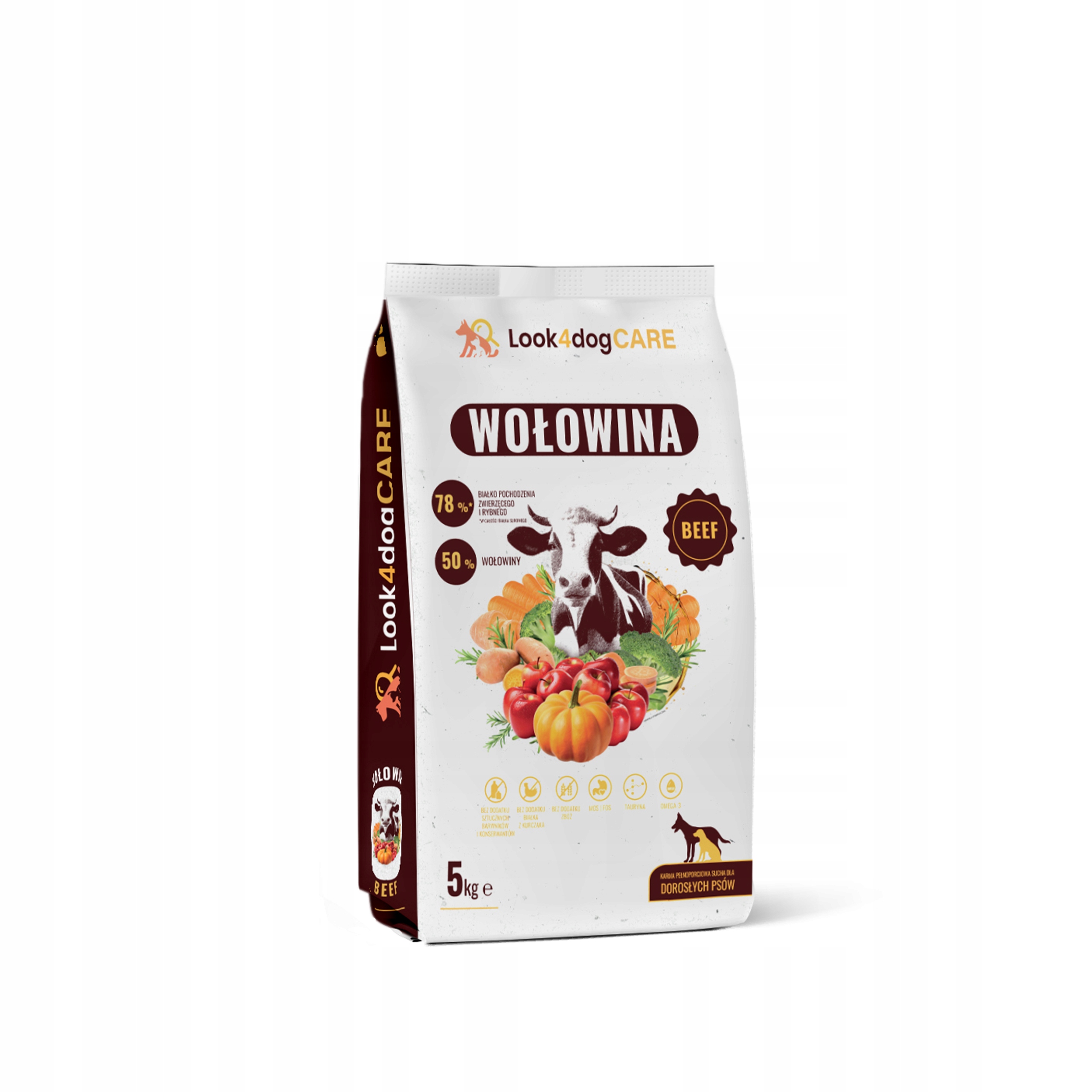 Levně Krmivo pro psy Look4dog Care Hovězí maso bez obilovin, kuřecí maso plus taurin 5 kg