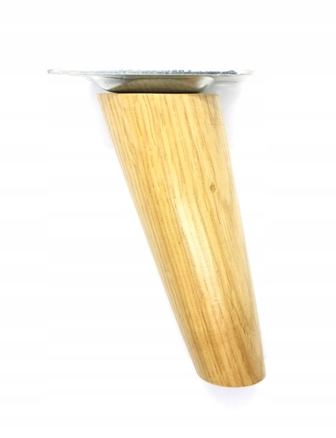 NÓŻKA DREWNIANA DĄB STOŻEK SKOŚNA LAKIER H-100