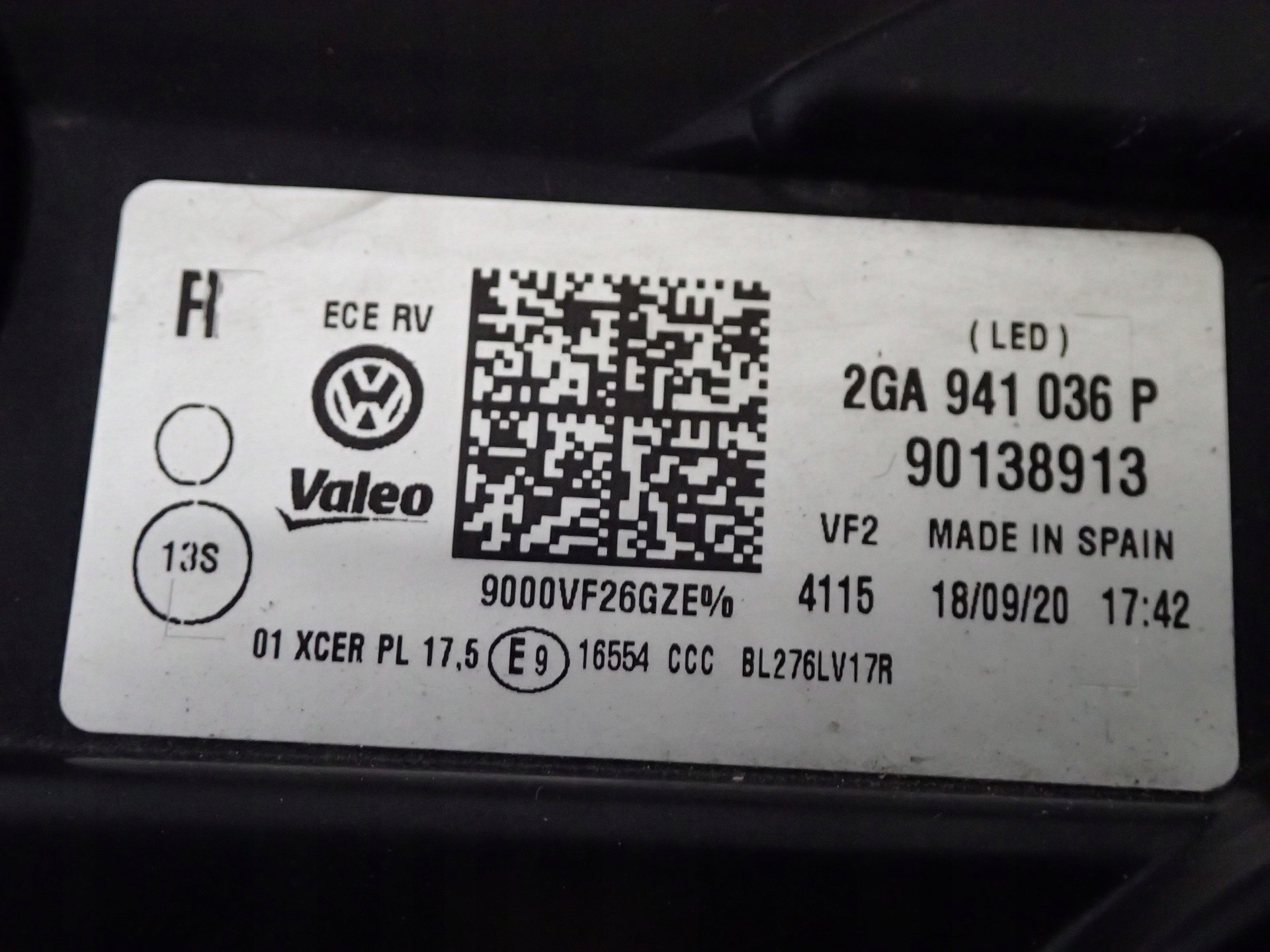 light right right FULL LED VW T ROC A11 2GA941036P