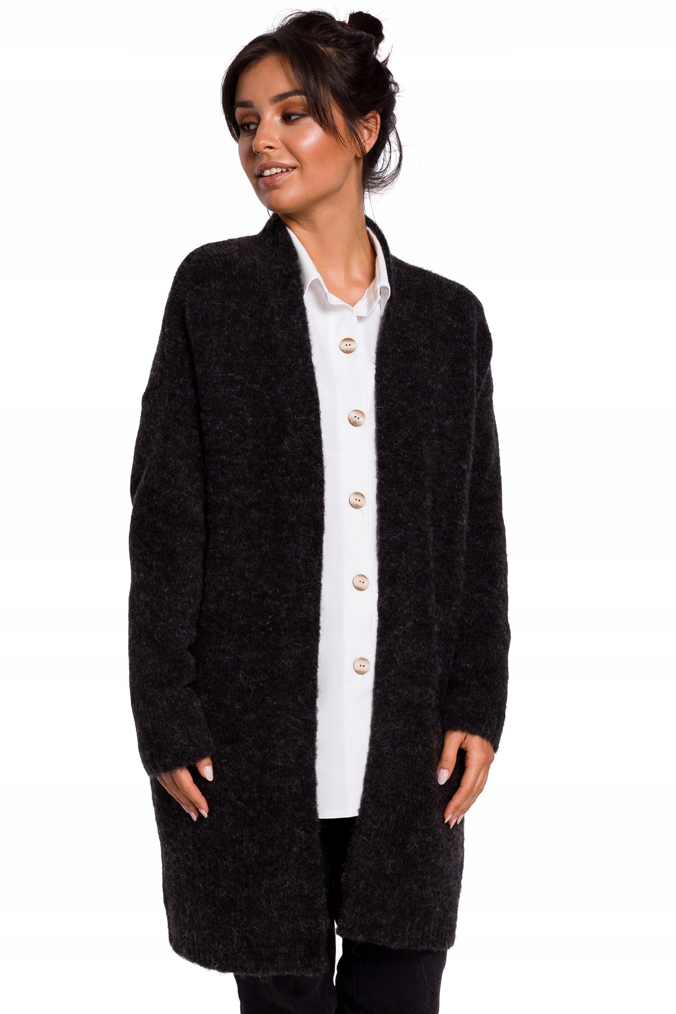 

BK034 Kardigan Gładki Z Kie -L/XL- Grafit Be Knit