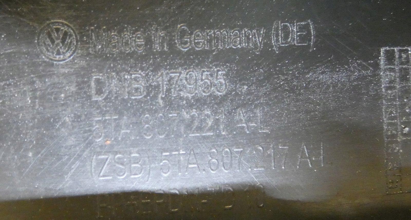 VW TOURAN III 3 5TA807217A-L washer 2015- bumper front front