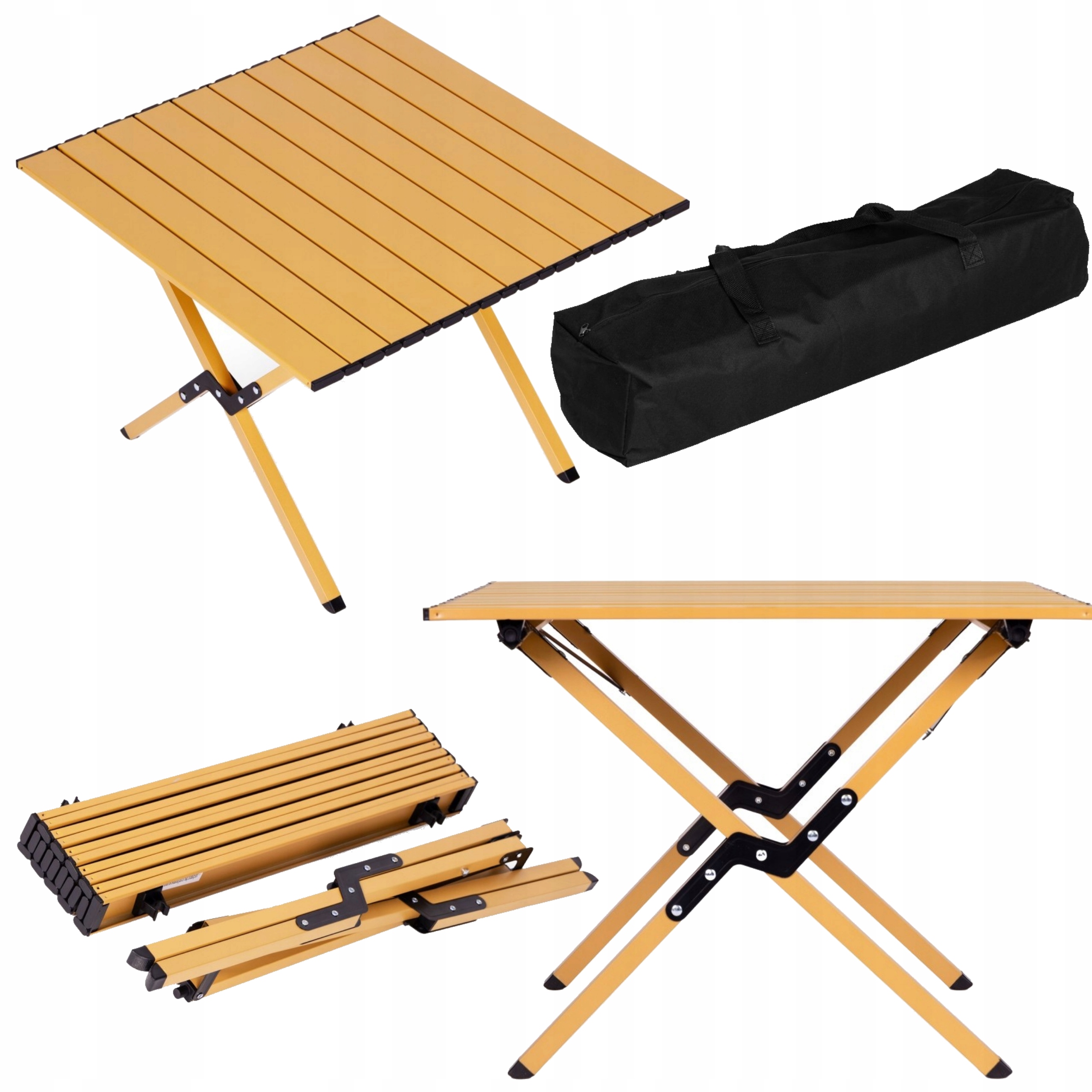 Stolik Turystyczny Składany 60x60 cm Kempingowy Z Torbą Stalowa Konstrukcja