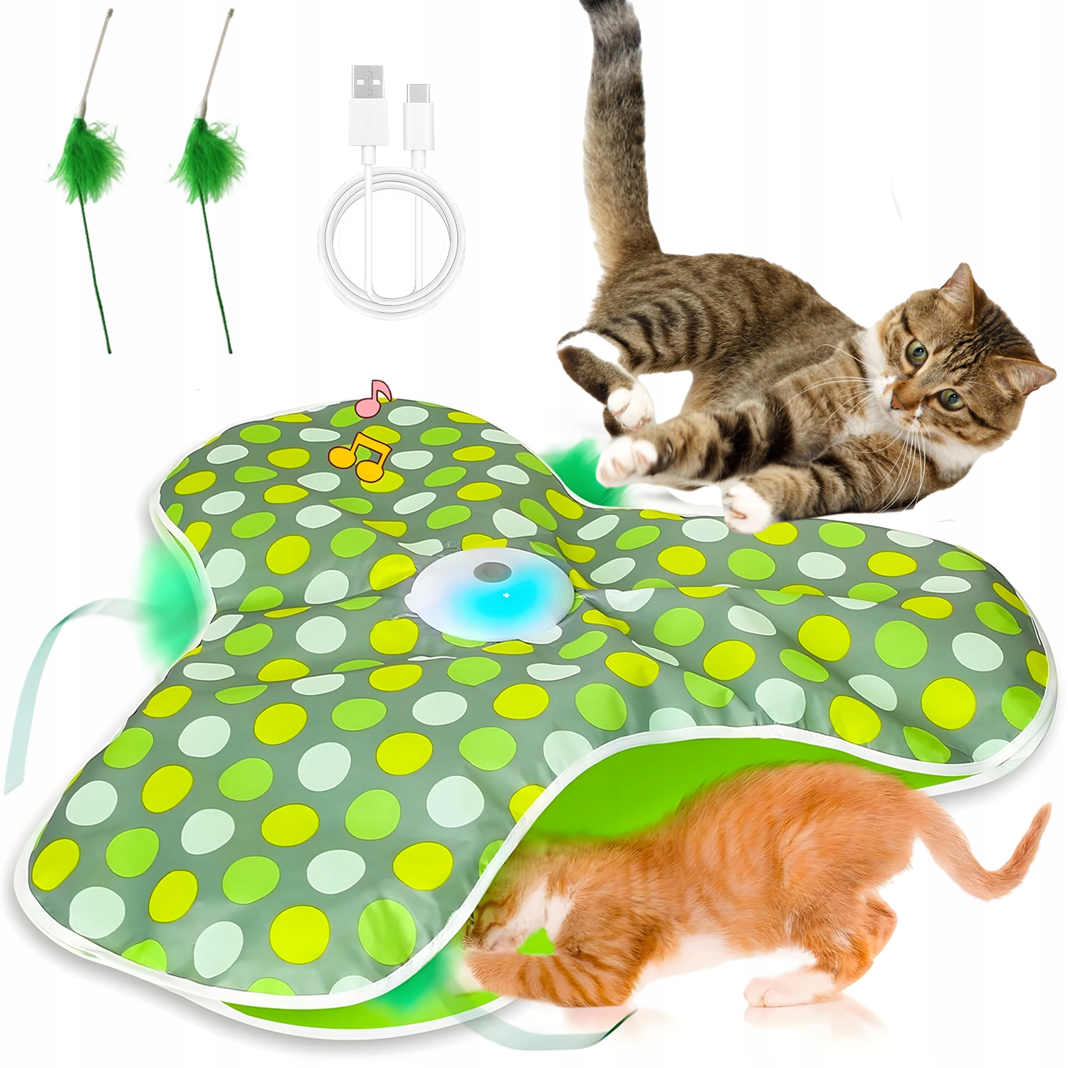 Levně Interaktivní Zvuková Podložka Pro Kočky S Peříčky 62 X 62 CM, Herní Režimy