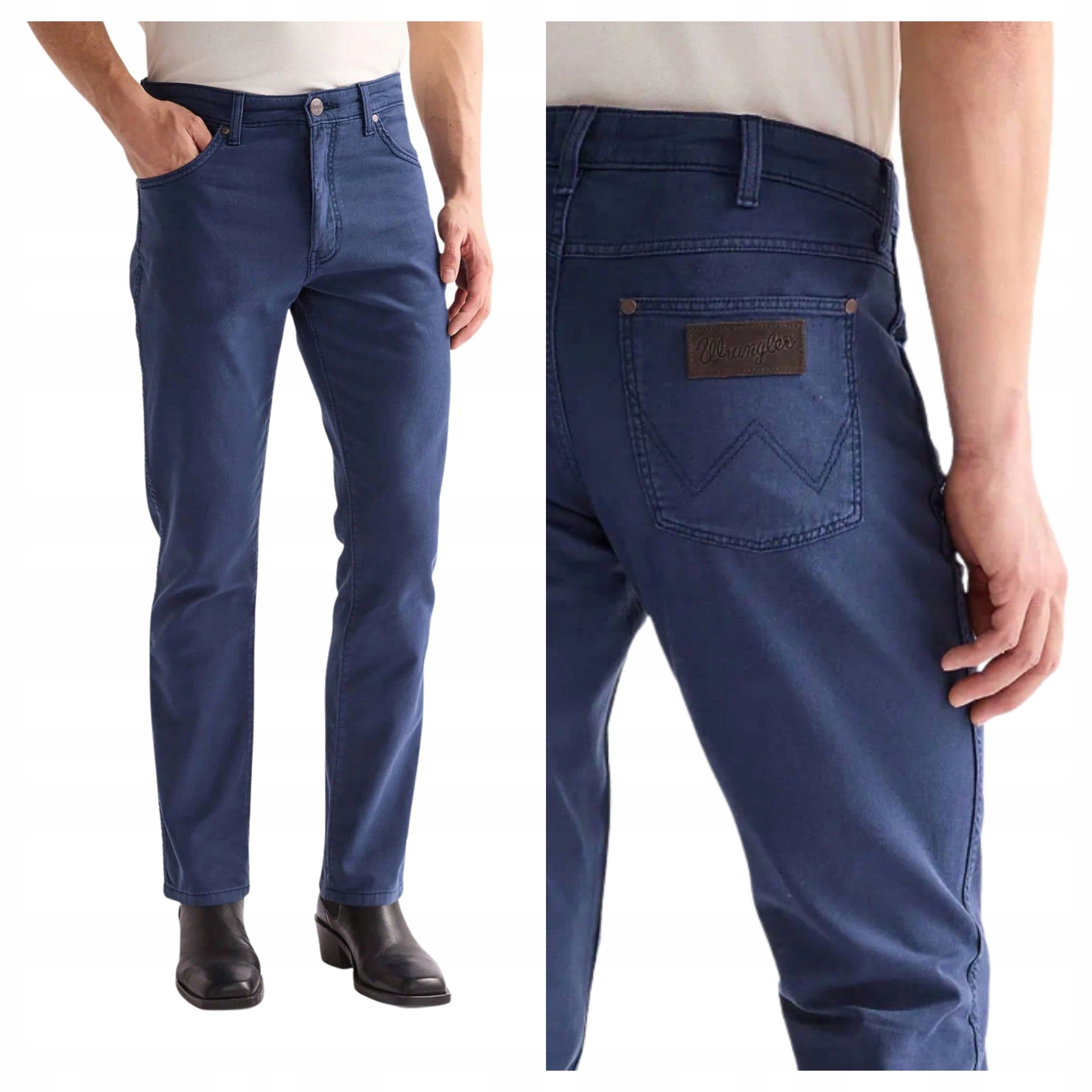 Pánské kalhoty Wrangler Larston Zúžené Navy Bavlněné W33 L32