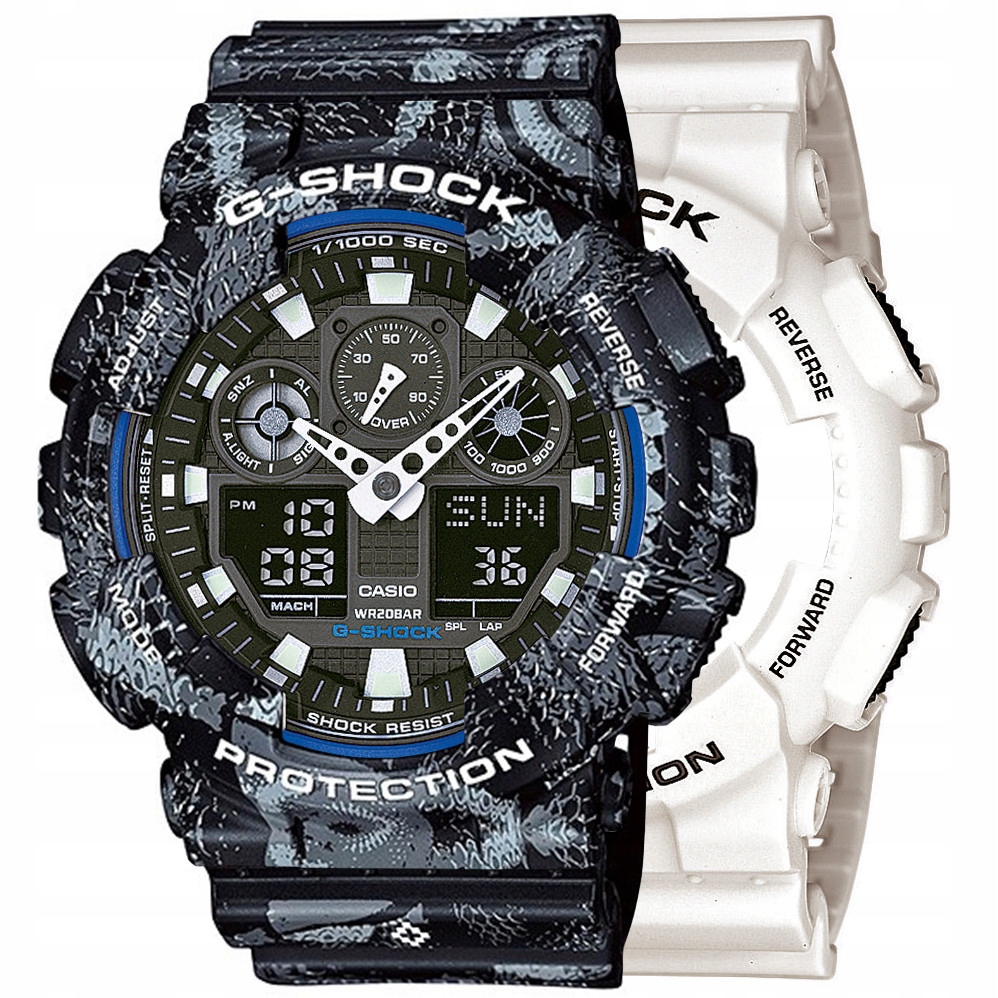 Sada G-shock GA-100B-7AER Šedá Černá, Šedá