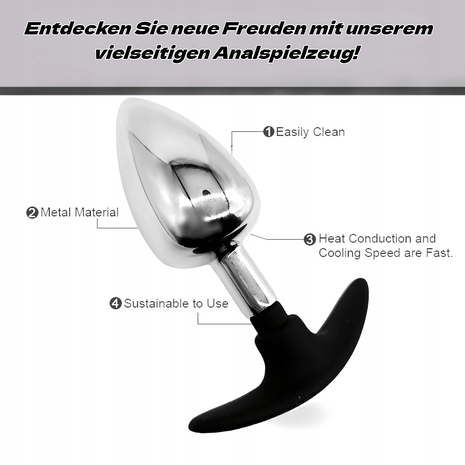 METALOWY ZESTAW ANALNY DLA KOBIET I MĘŻCZYZN SILIKONOWY BUTTPLUG PROSTATY — miniatura 4