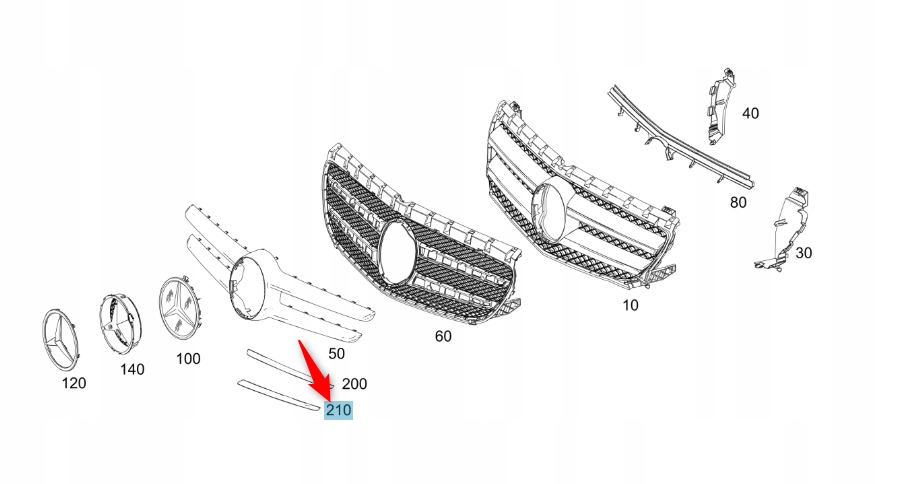 Grilovací Lišta B Třída W246 Mercedes Oe A2468882185