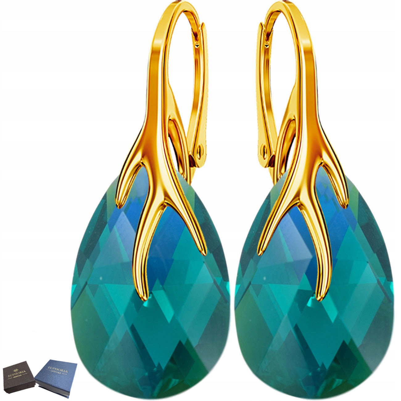 Pozlacené Stříbrné Náušnice 925 Závěsné stříbrné šperky Dárek k Vánocům