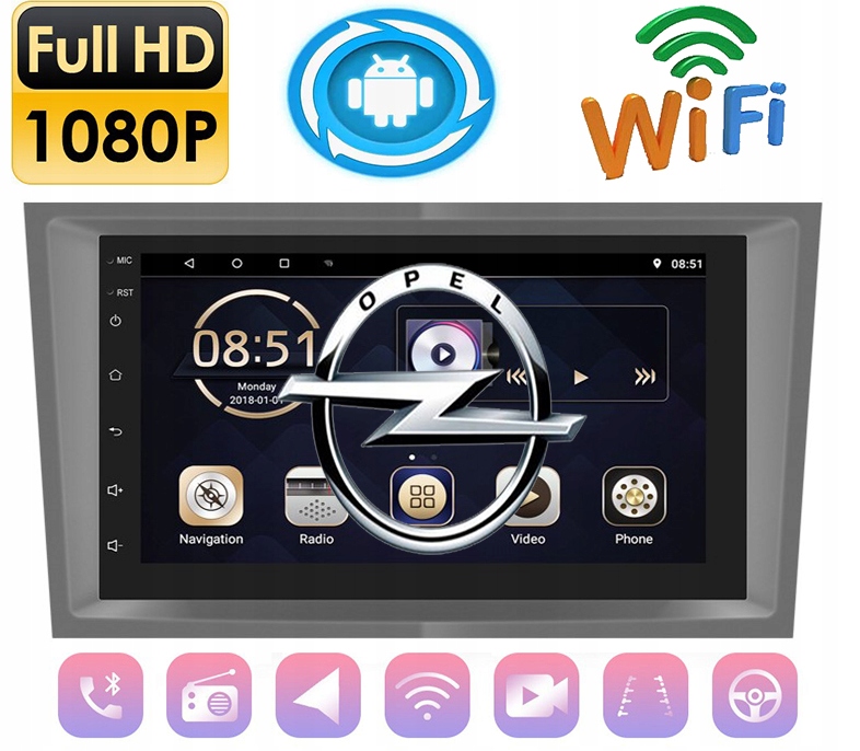Радио android opel vectra gps wifi 2din 2003-2008
