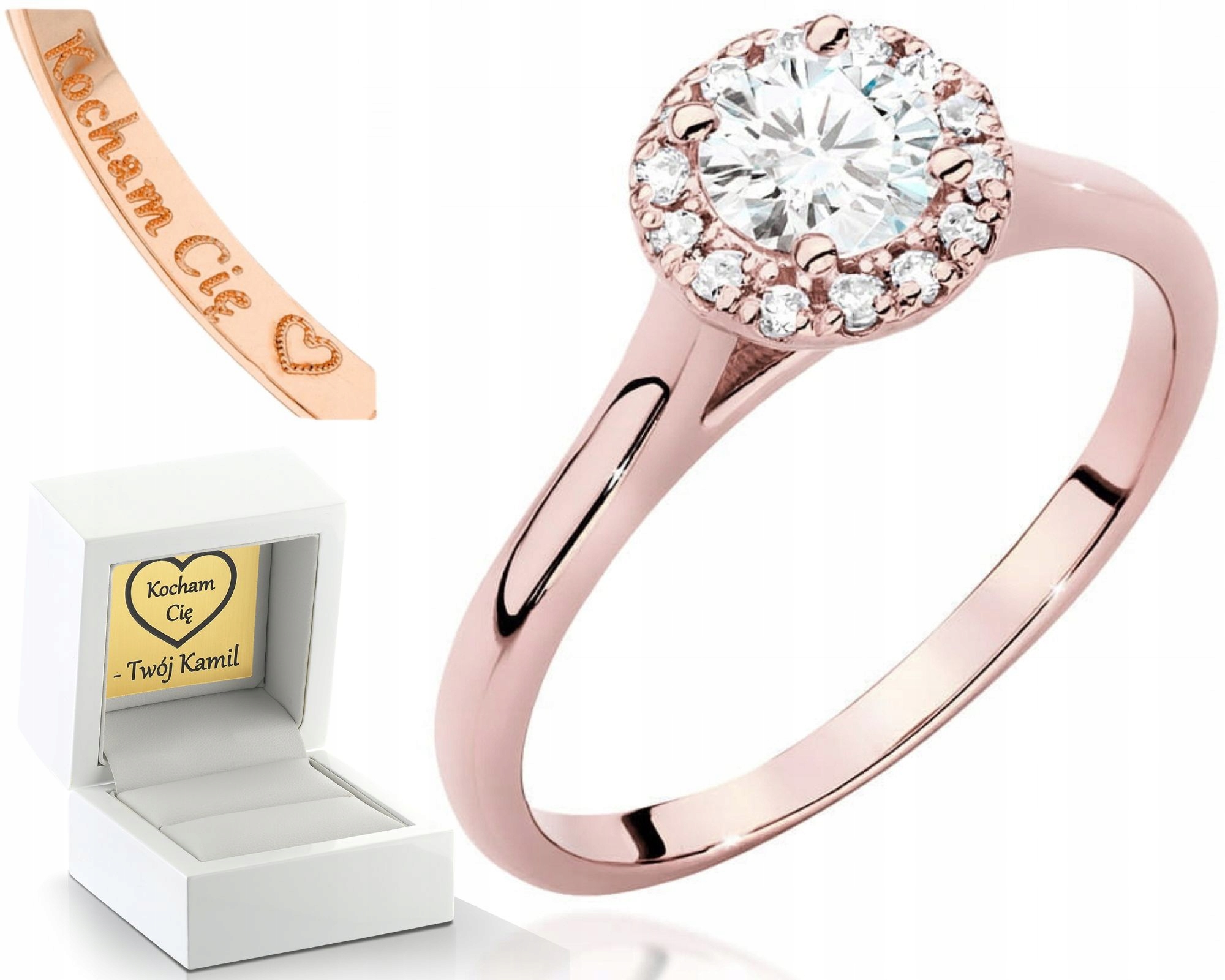 Růžové Zlato Prstýnek S Diamanty 585 Bonus Dárek
