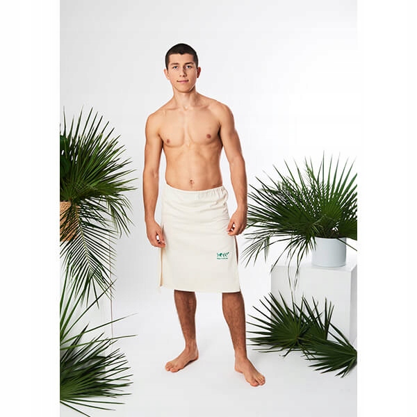 Kilt męski do sauny z gumką 100% bawełna Yeye Made in Nature Ecru S