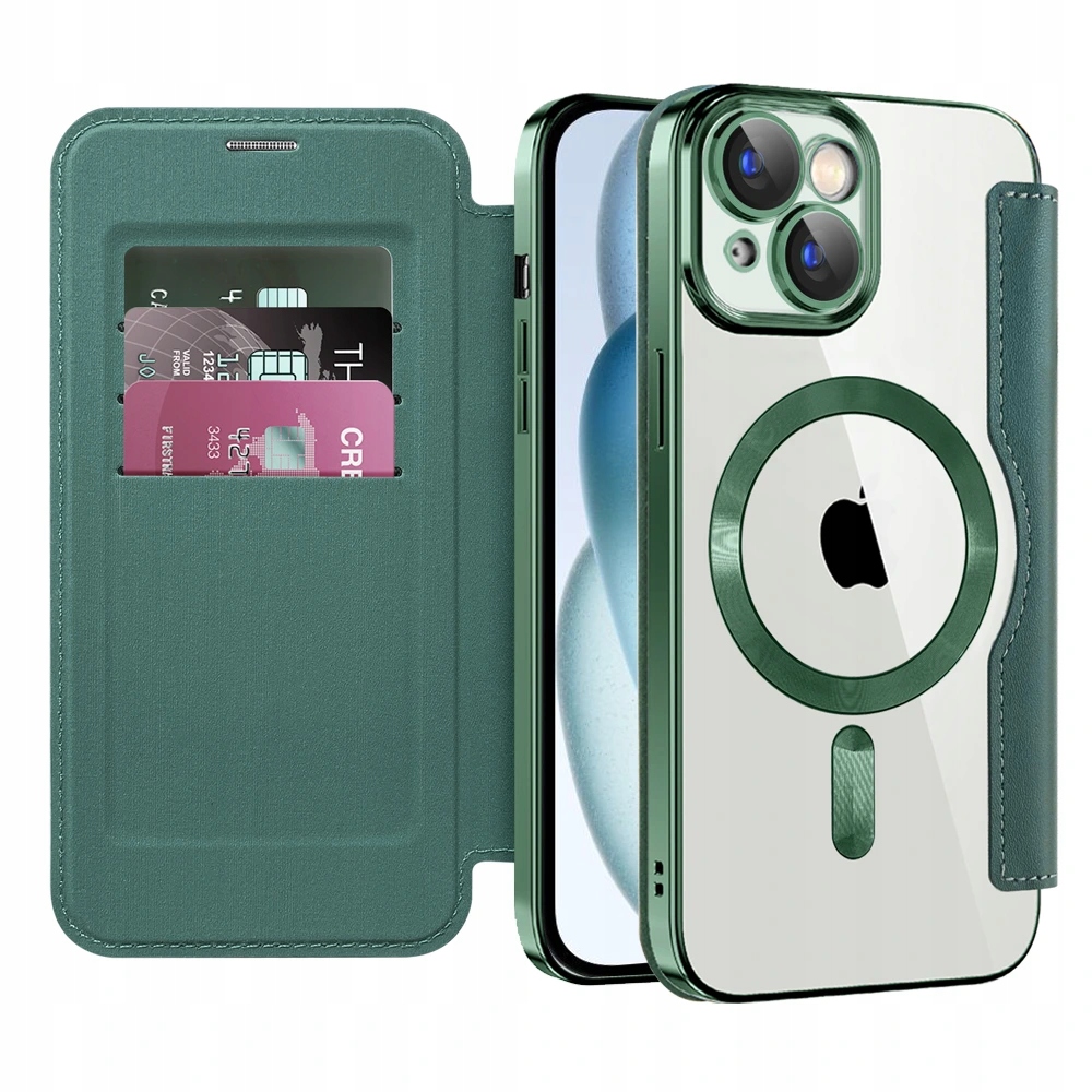Techsuit etui SmartMag Book na iPhone 15 Plus zielone
