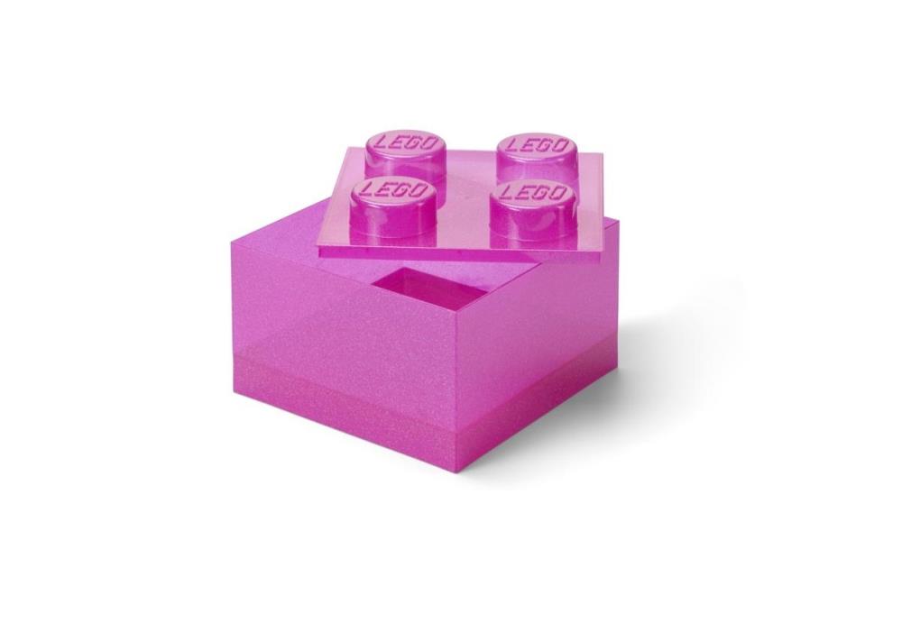 Lego (r) Nádoba Kostka Čtyřka Transparentní Růžová