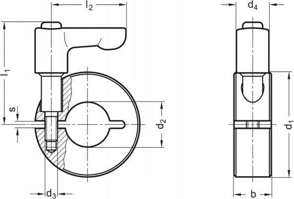 PIERŚCIEŃ ZACISKOWY ROZCIĘTY 22mm STAL Marka Elesa+Ganter