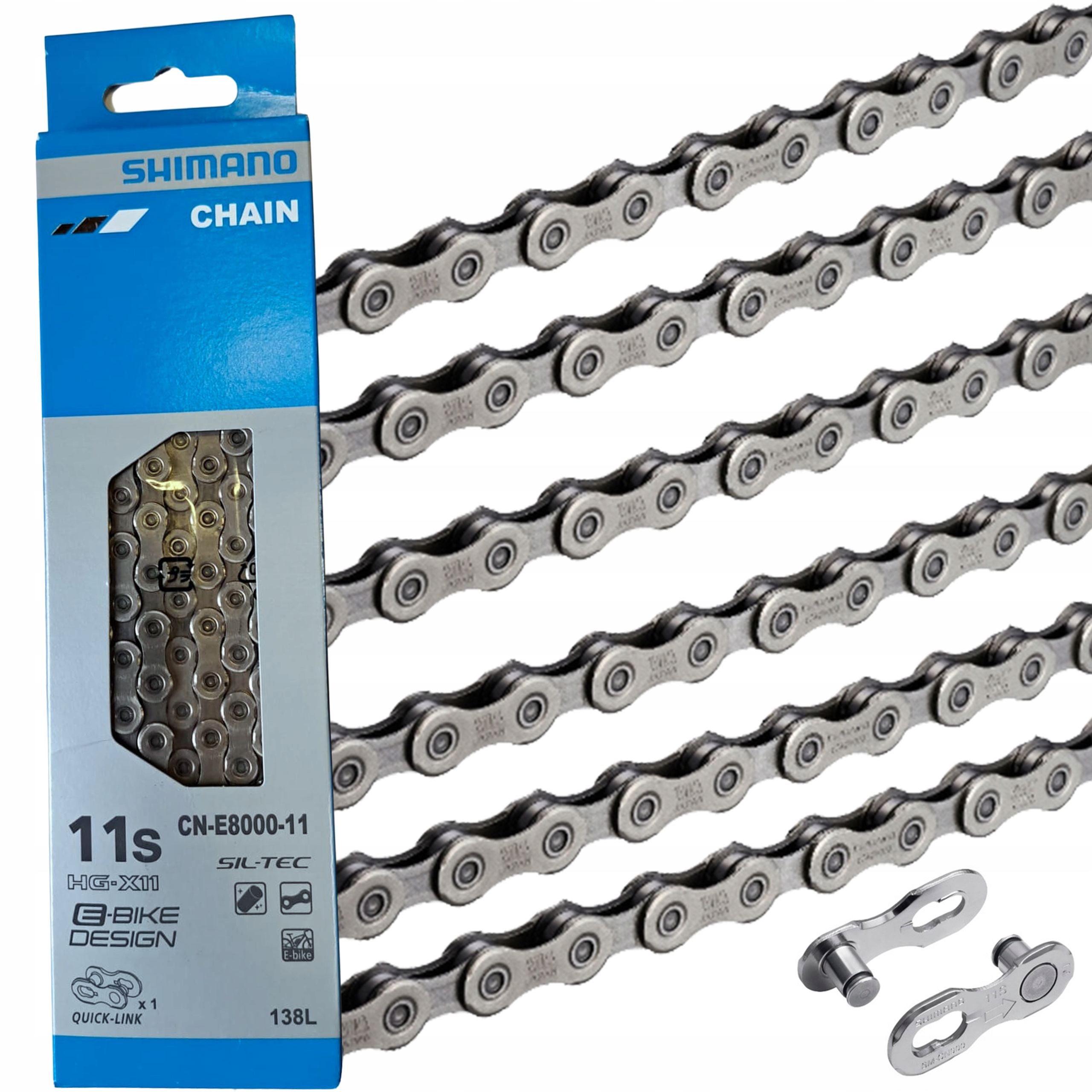 Łańcuch Rowerowy Shimano CN-E8000 11 rz. do E-bike 138 Ogniw Box Spinka