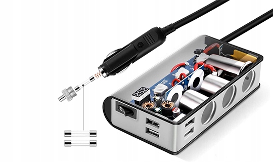 Сплиттер тройник зарядное устройство для автомобиля 4xUSB-ALOGY