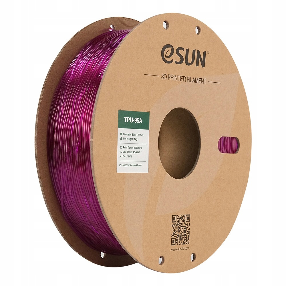 Filament eSUN TPU-95A Przezroczysty Fiolet Transparent Purple 1KG