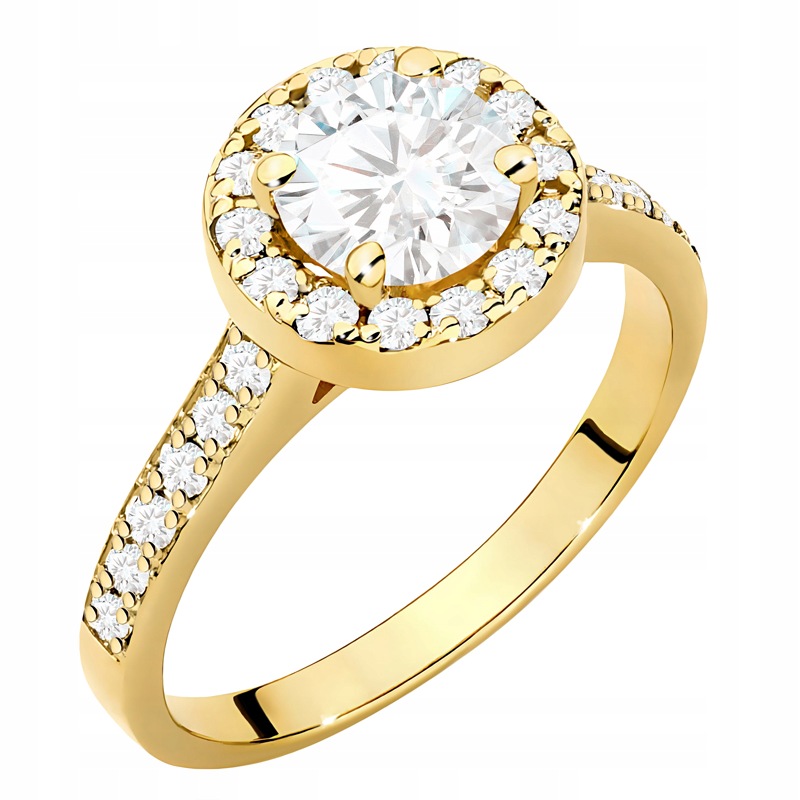 Zlatý Prstýnek pr. 585 14k Kolo Laboratorní diamanty 1,08ct Gravírování