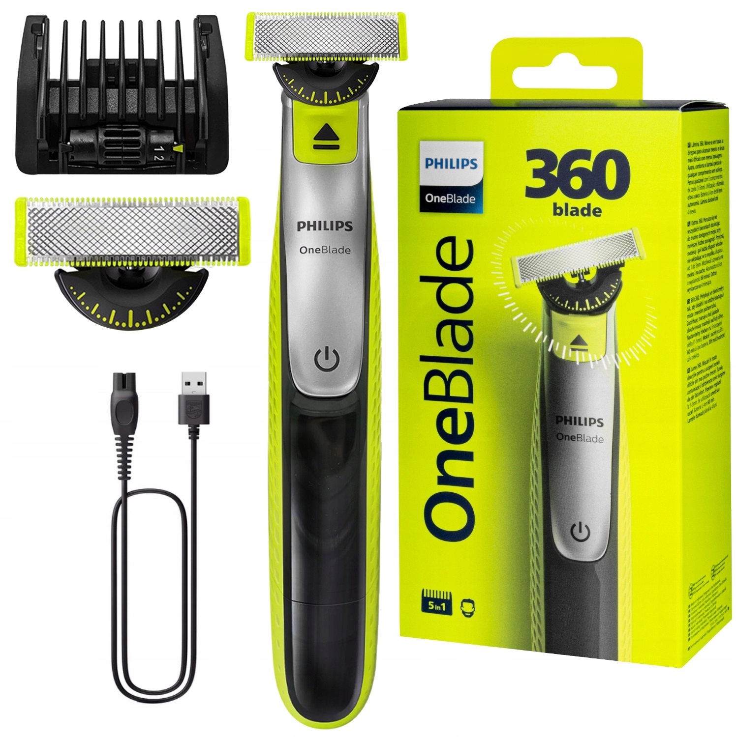 WODOODPORNA GOLARKA PHILIPS REGULOWANA NASADKA 5 W 1 OSTRZE 360 +ETUI EAN (GTIN) 9781092245180