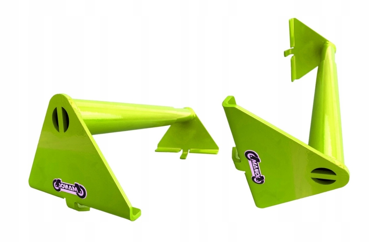 2 Neonově limetkové zarážky pod kola nosníků pro automobilovou silniční asistenci