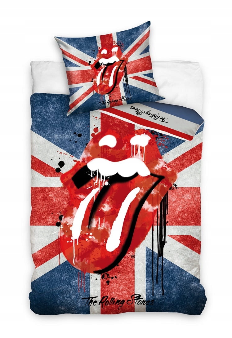 Povlečení Rolling Stones 160x200, modrá, červená, bílá