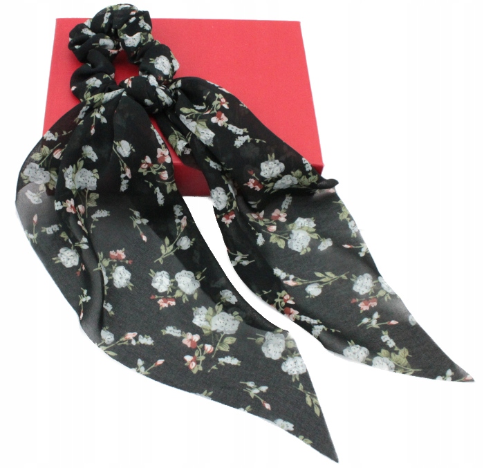 

Gumka Do Włosów Apaszka Długa Kwiaty Tiul Czarna