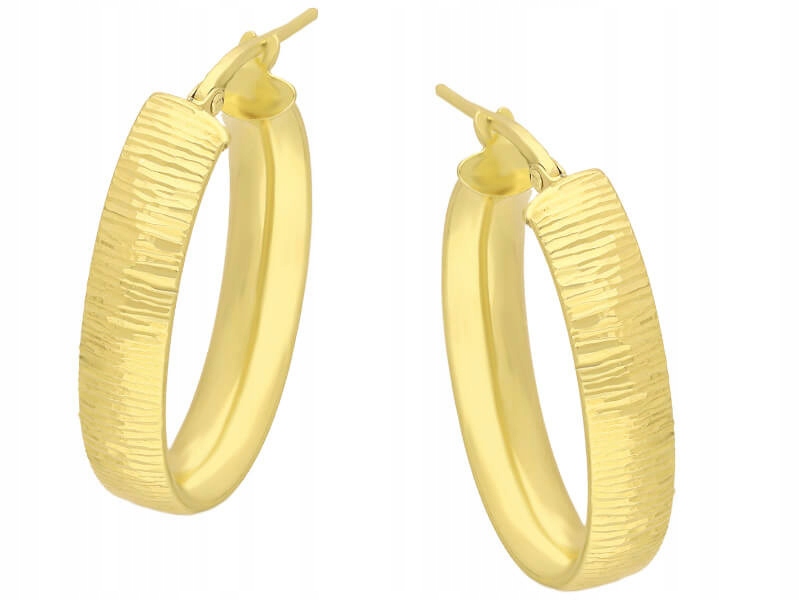 Stříbrné náušnice 925 pozlacené kroužky na anglické zapínání zdobené módním vzorem