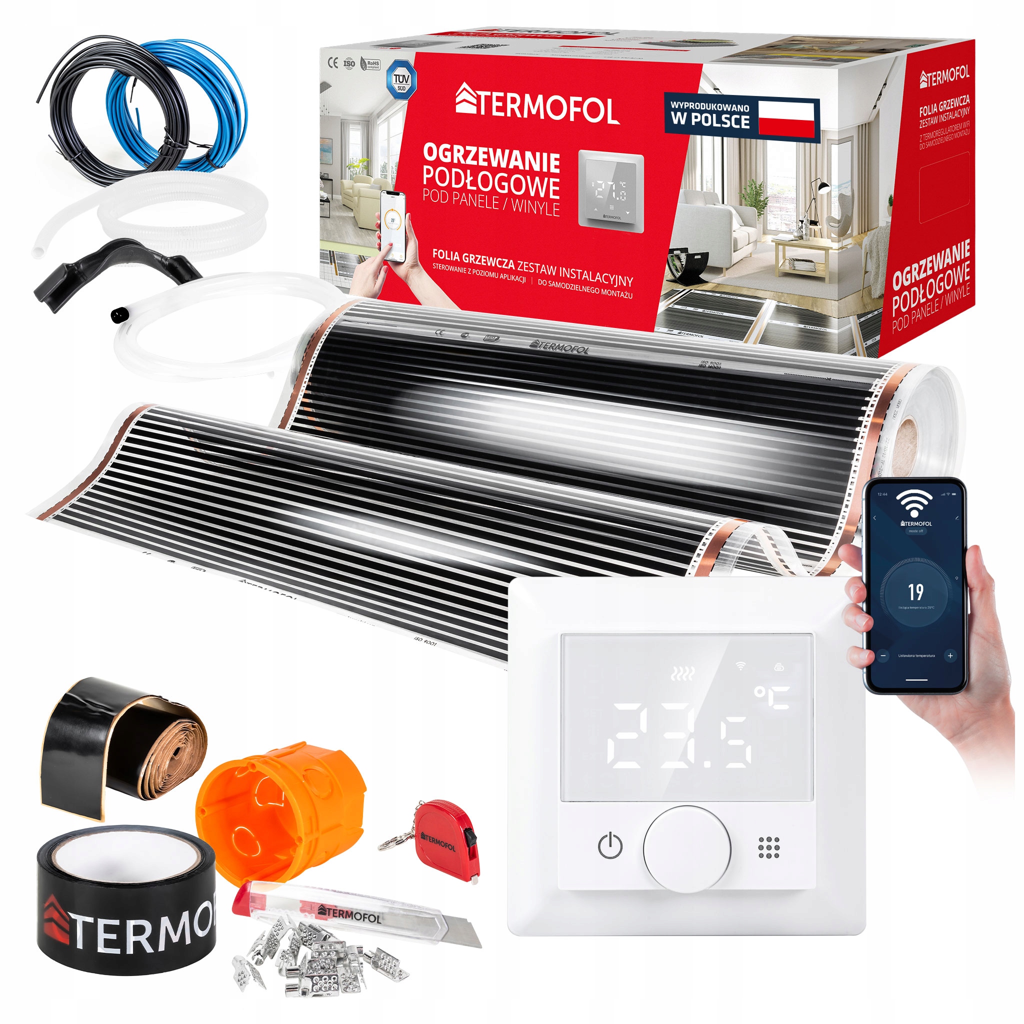 Vykurovacia Fólia Sada Infračervená s výkonom 60 W 100 cm, obvod 2 m² TF-H5 Wifi