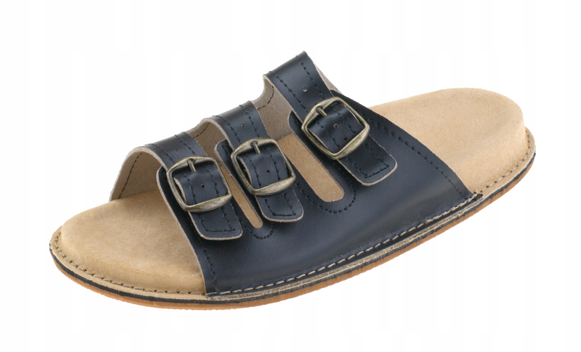 

Klapki skórzane Fusbet, Trzy Paski, Czarne 43