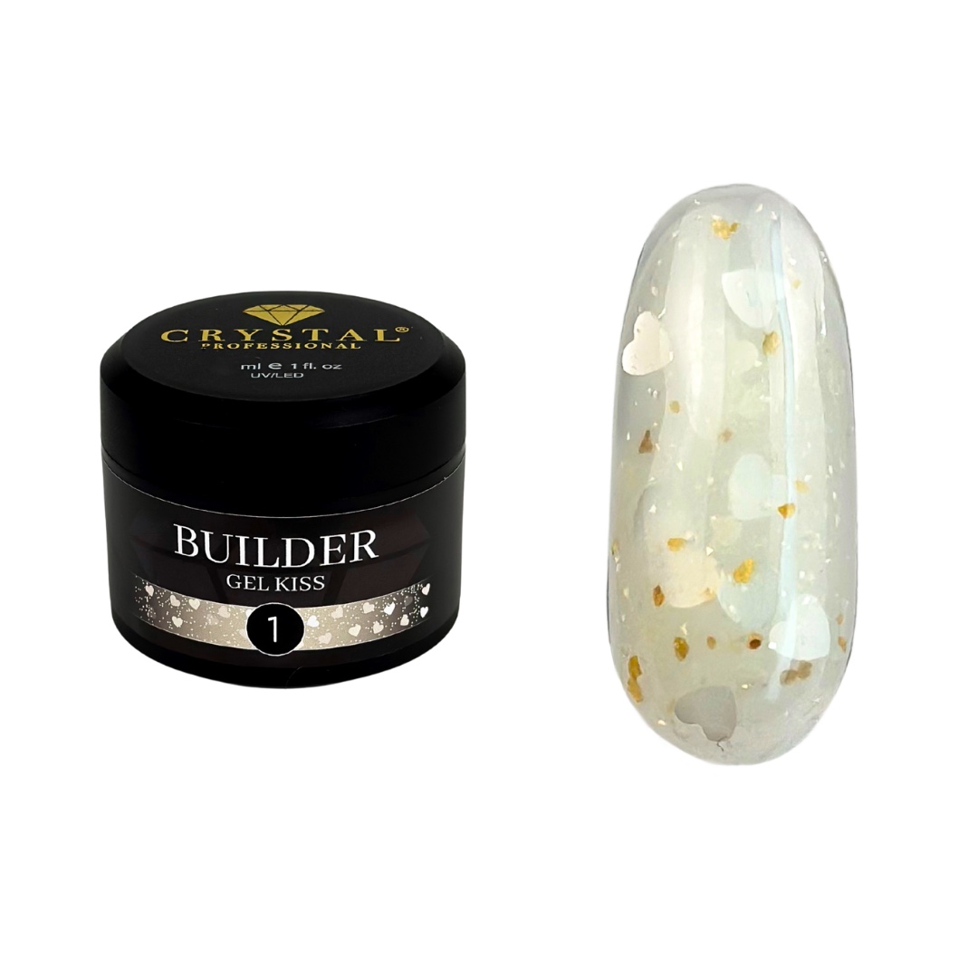 Builder Gel Kiss #1 30ml Crystal Professional Hema & Tpo Free Stavební gel