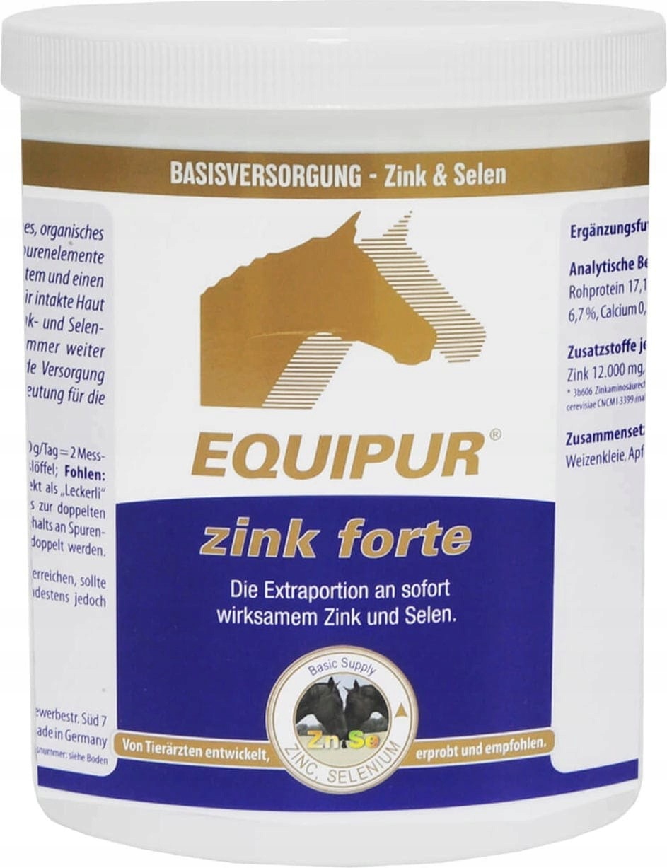 Suplement dla koni Equipur Zink Forte cynk i selen 1000g na sierść kopyta