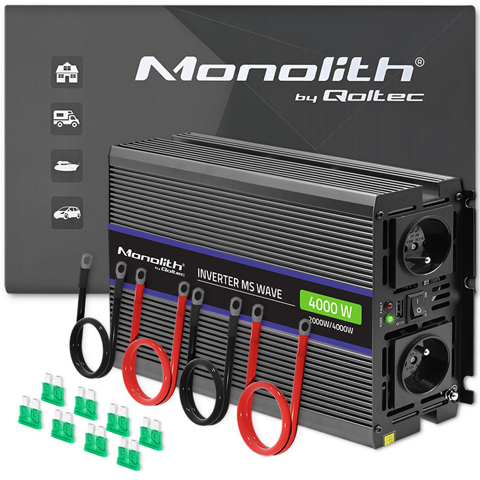Automobilový menič 12V 230V 2000W/4000W Usb Kamper Auto Ms Qoltec