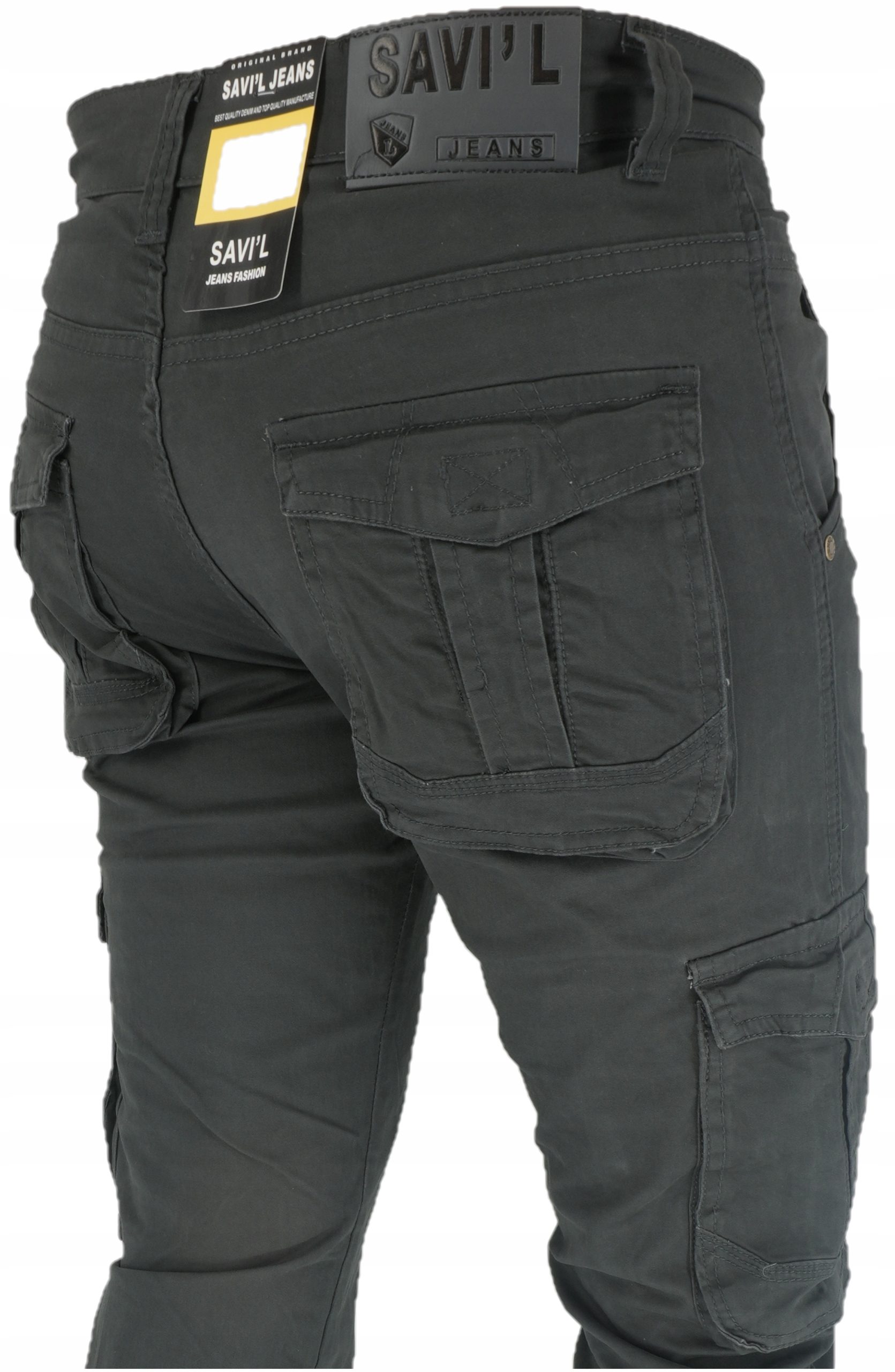 Bojówka Męska Szara z Kieszeniami Bocznymi W33