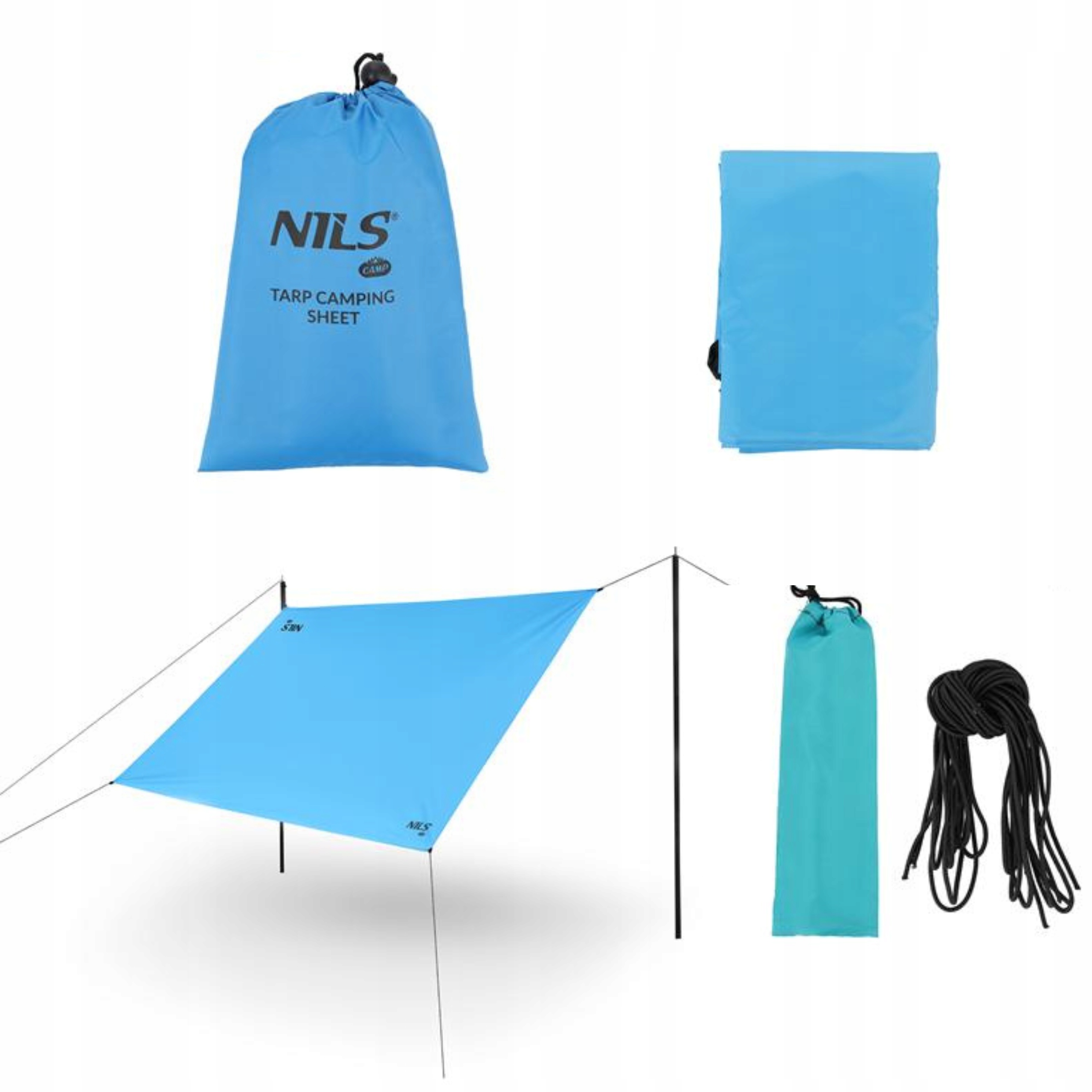 Płachta srebrna tarp survival trekking wodoodporna 230x140 Nils Camp