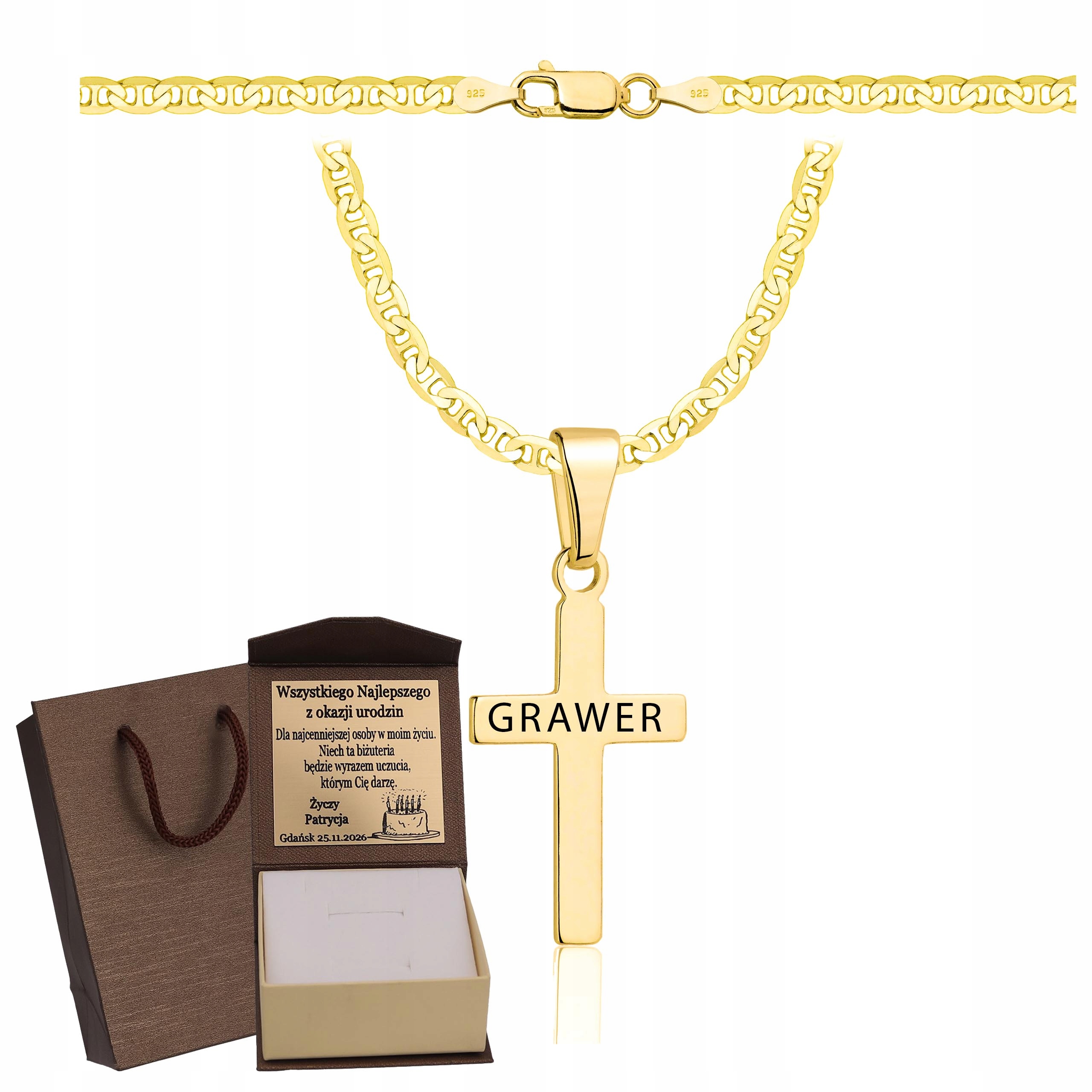 Gucci Řetízek Řetízek S Křížkem Ryzost 925 S Celým Řetízkem Gravírování Bonus