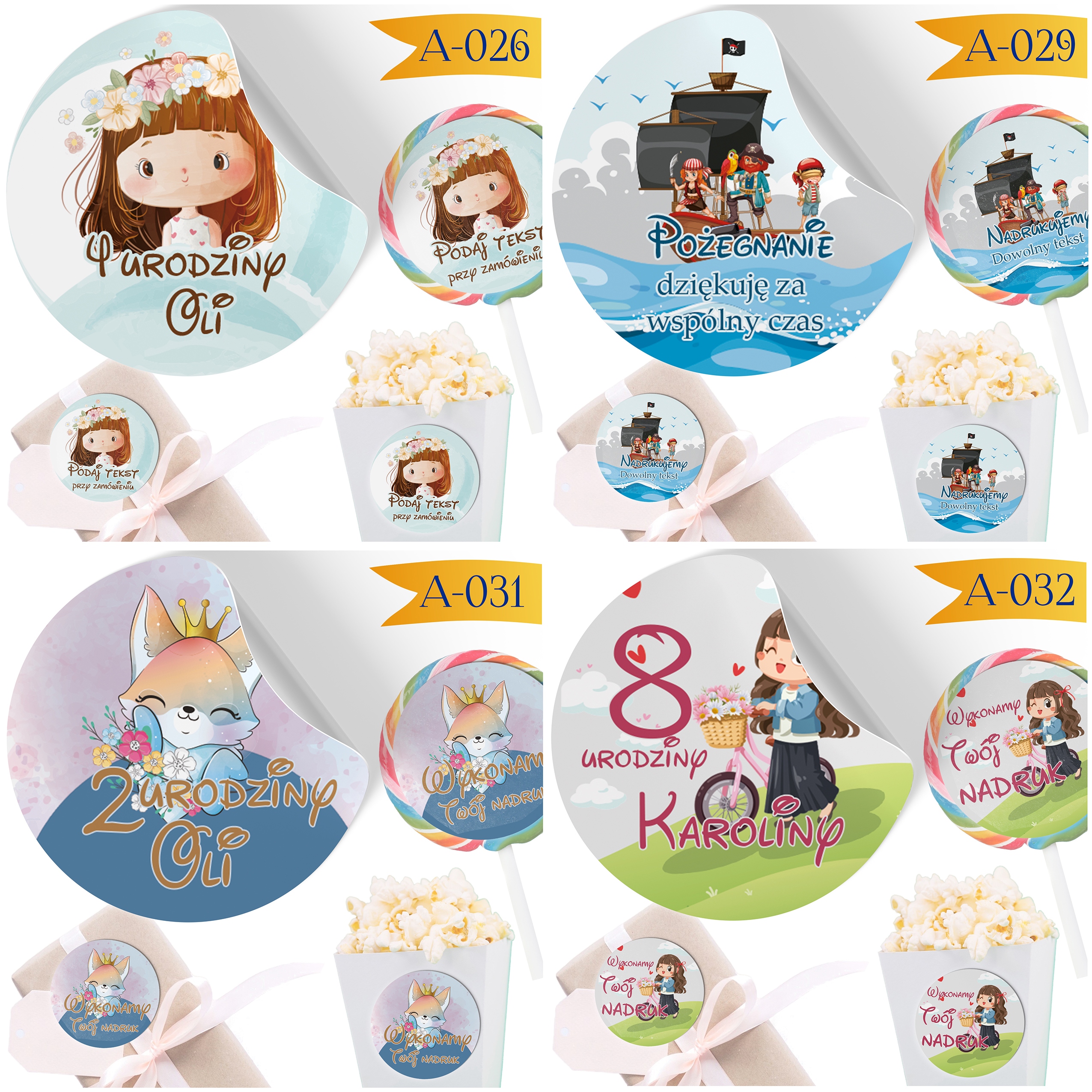 TOREBKI + NAKLEJKI NA CUKIERKI PREZENT URODZINY DZIECI PRZEDSZKOLA - 24 SZT Głębokość produktu 6.5 cm