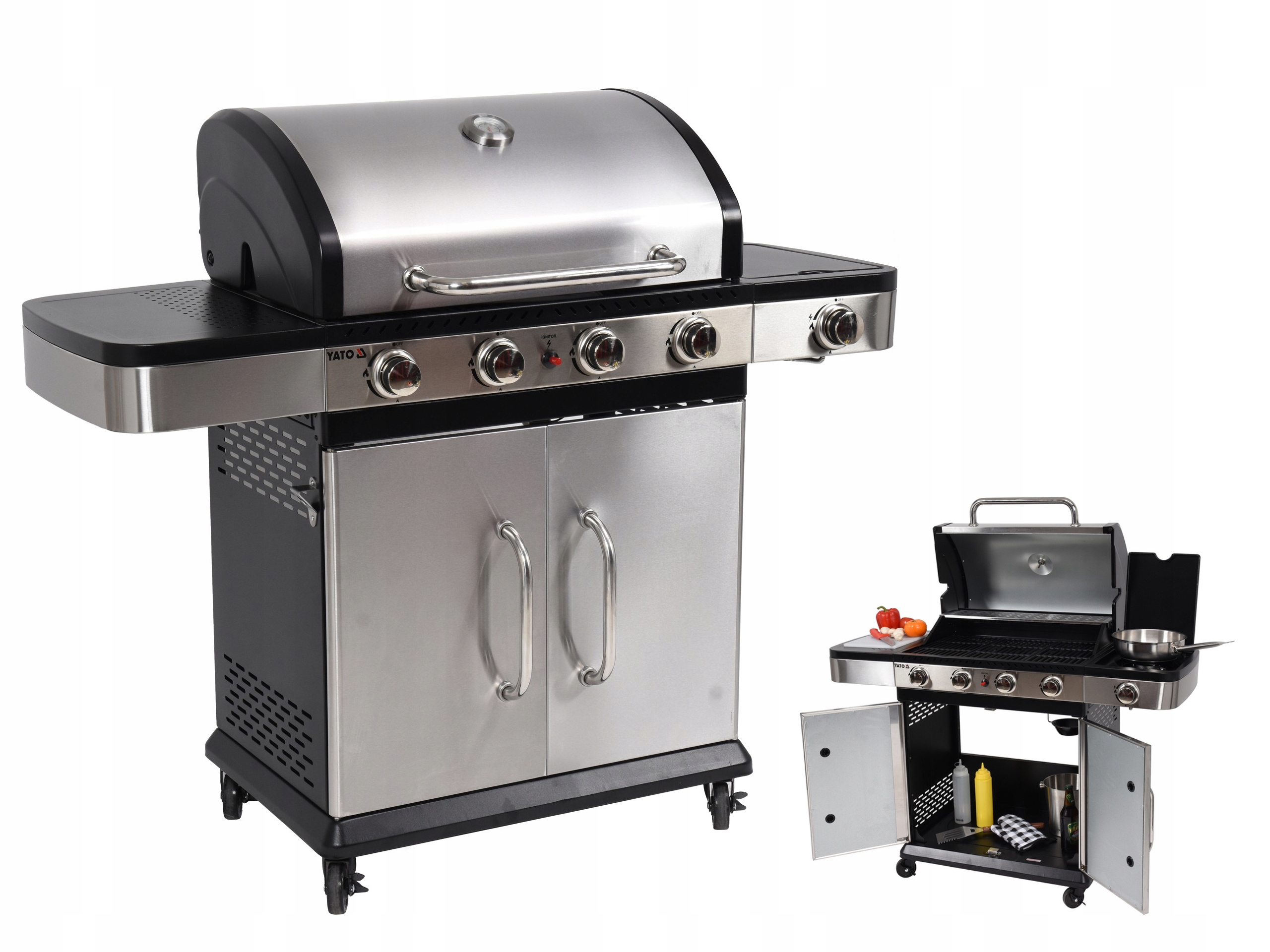 

Grill Gazowy 4 Palniki Palnik Pomocniczy Inox