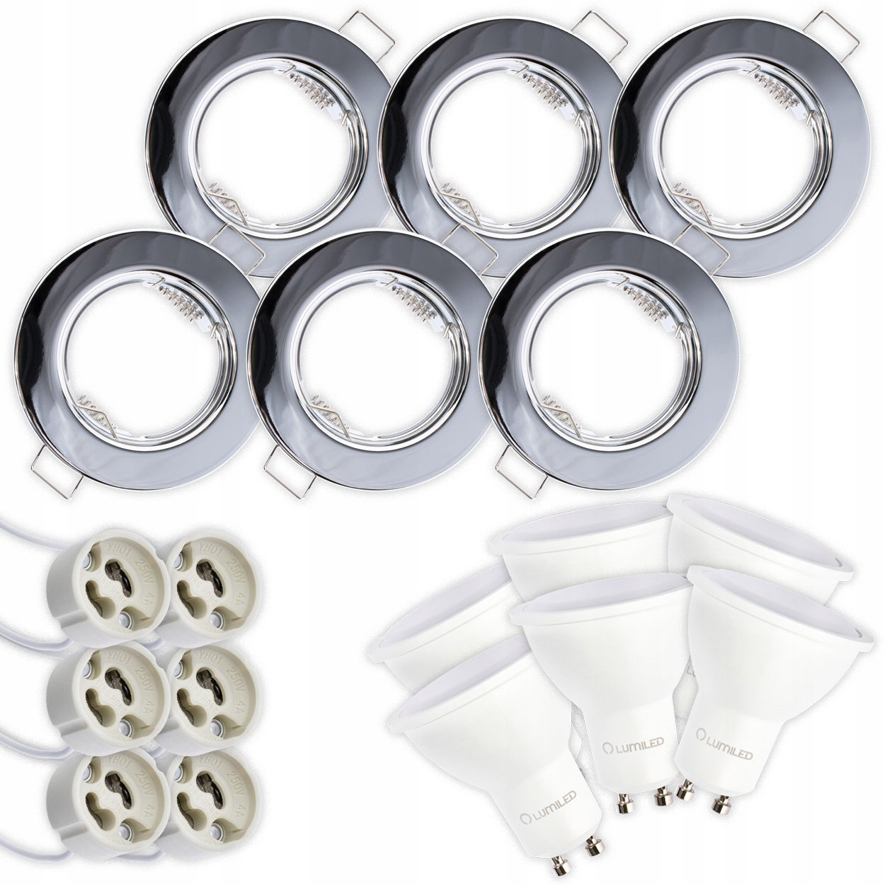 

6x Oprawa Halogenowa Stała Chrom Led GU10 6W